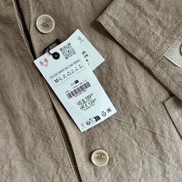 Zara Women's Tan Linen Jacket size M-L NWT - Picture 2 of 7